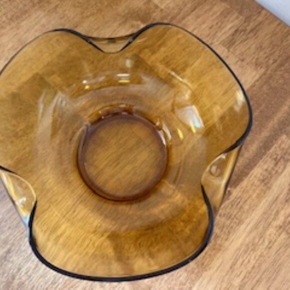 Vintage Amber Glass Chip and Dip Set Mid-Century Modern Two-Piece‎ Entertaining - Picture 5 of 8